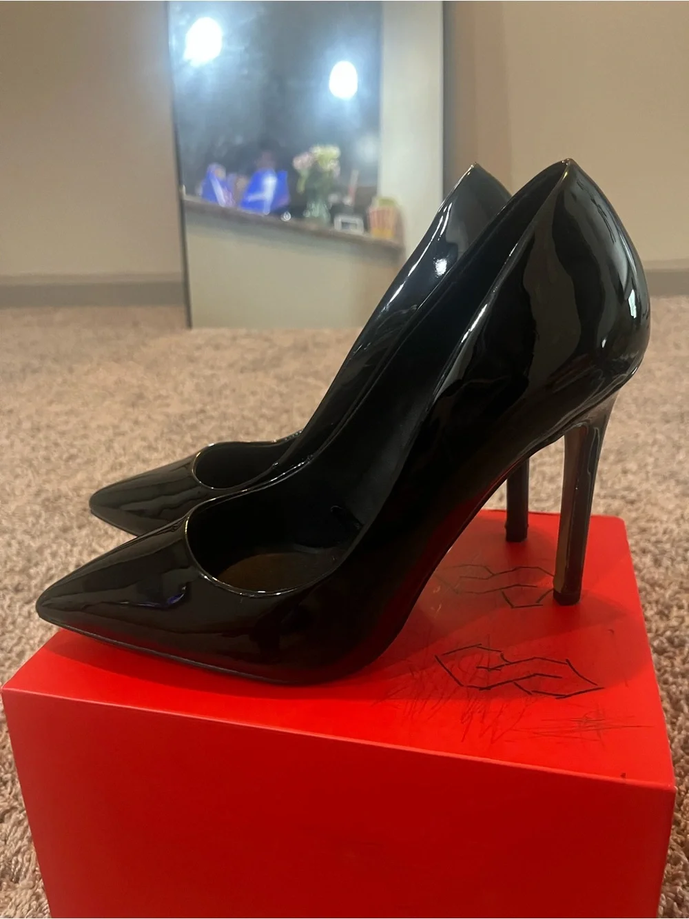 Aldo Black Patent Pointed-Toe Stiletto Pumps